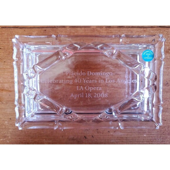 Tiffany & Co Crystal Placido Domingo 40 Year Commemorative Bamboo Trinket Box - Picture 5 of 8